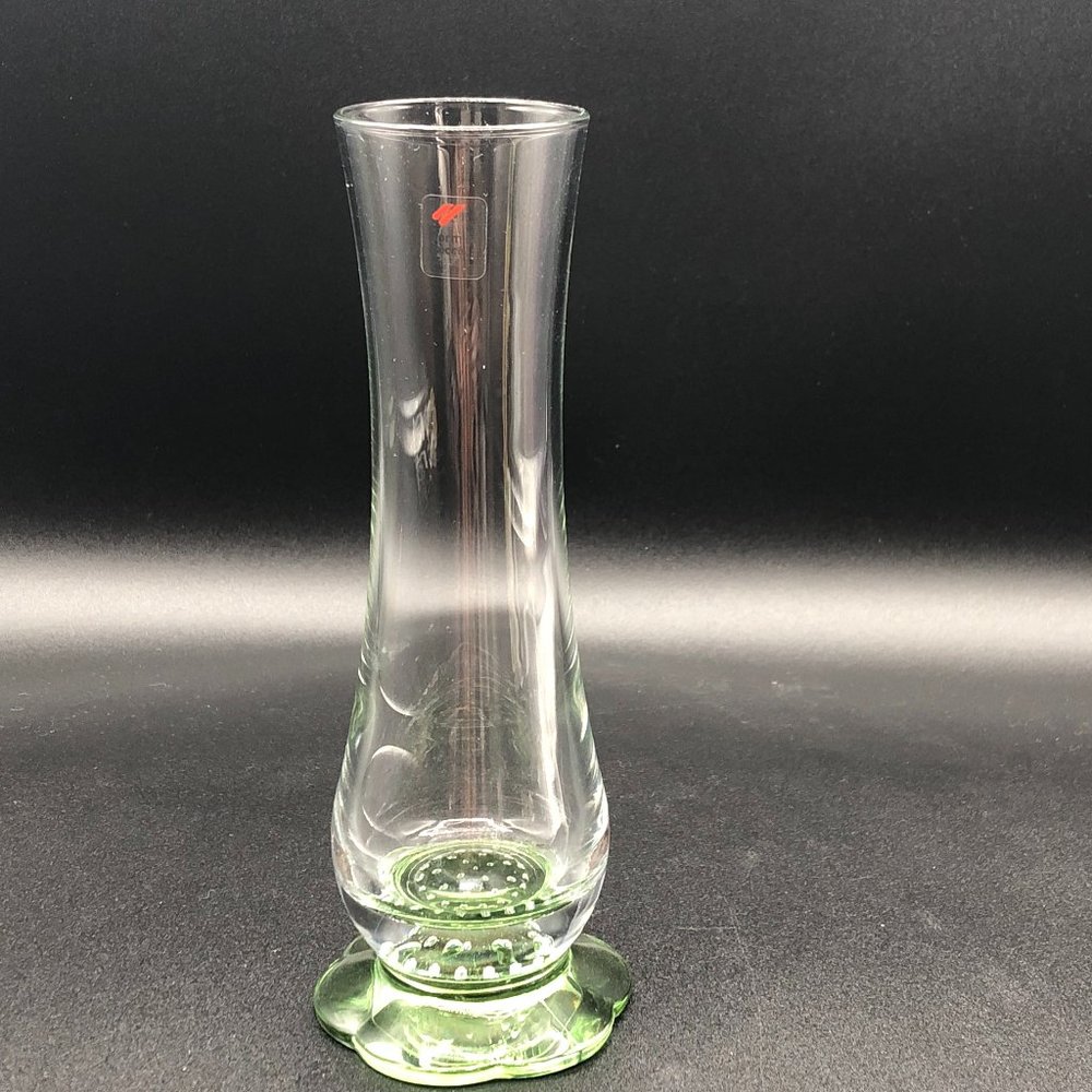 Bud Vase Italian green Art Glass Bormioli Rocco Bullicante Bubbles